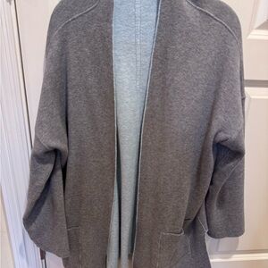Cozy Open-Front Gray& light blue reversible Cardigan